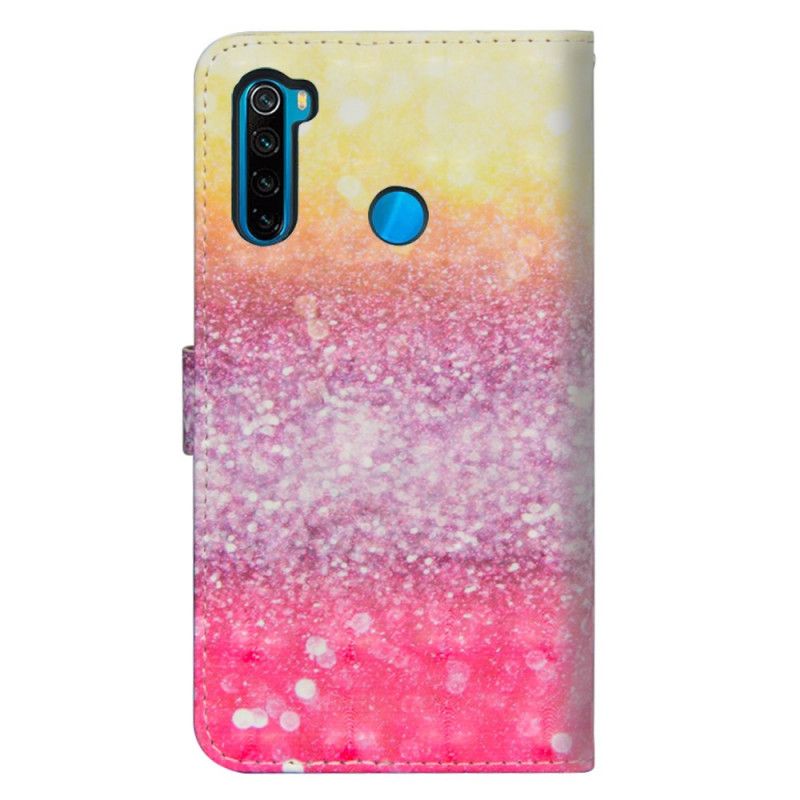 Leren Hoesje Xiaomi Redmi Note 8T Telefoonhoesje Magenta Glitterverloop