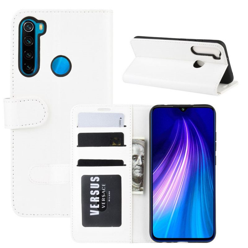 Leren Hoesje Xiaomi Redmi Note 8T Wit Zwart Ultra Kunstleer