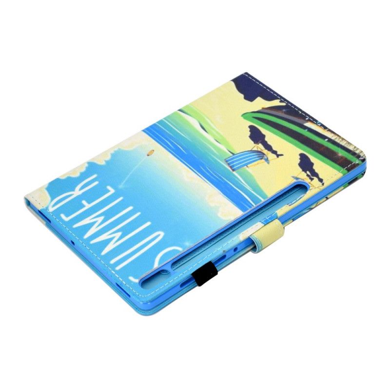 Bescherming Hoesje Samsung Galaxy Tab S7 Lichtblauw Groen Strand