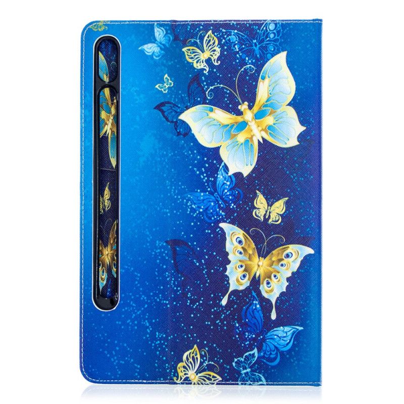 Case Samsung Galaxy Tab S7 Lichtblauw Donkerblauw Telefoonhoesje Kostbare Vlinders