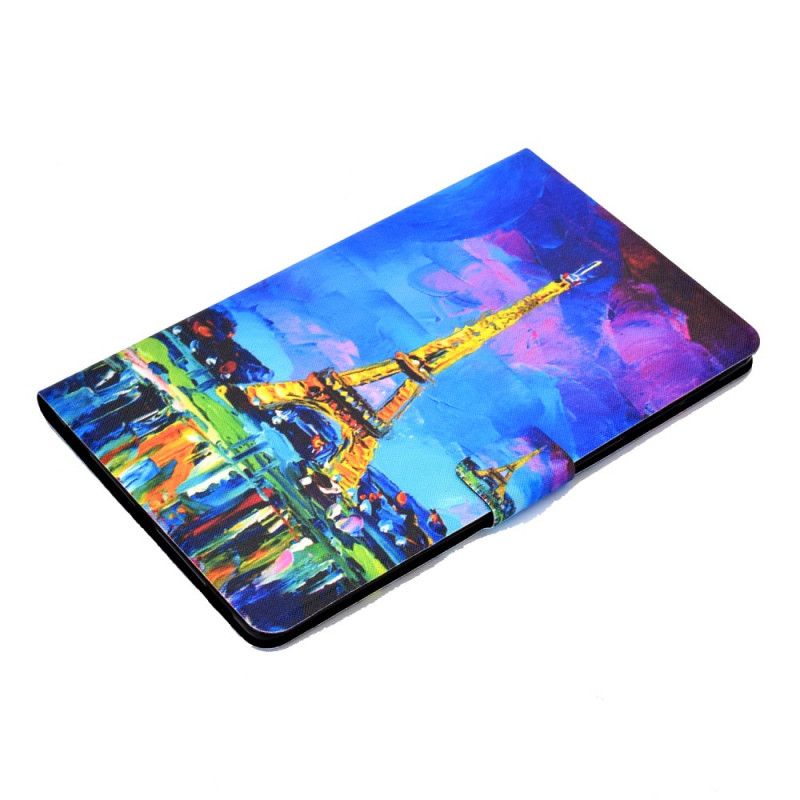 Cover Folio-hoesje Samsung Galaxy Tab S7 Bruin Donkerblauw Telefoonhoesje Eiffeltoren