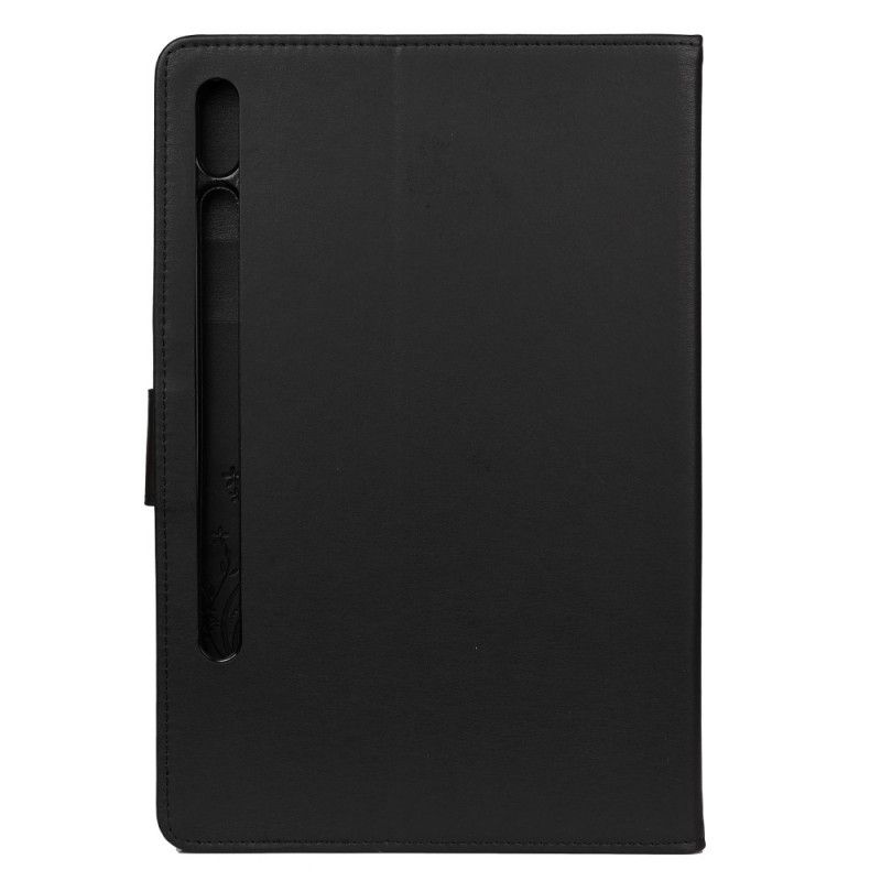 Cover Folio-hoesje Samsung Galaxy Tab S7 Grijs Zwart Telefoonhoesje Bloemenvlinders