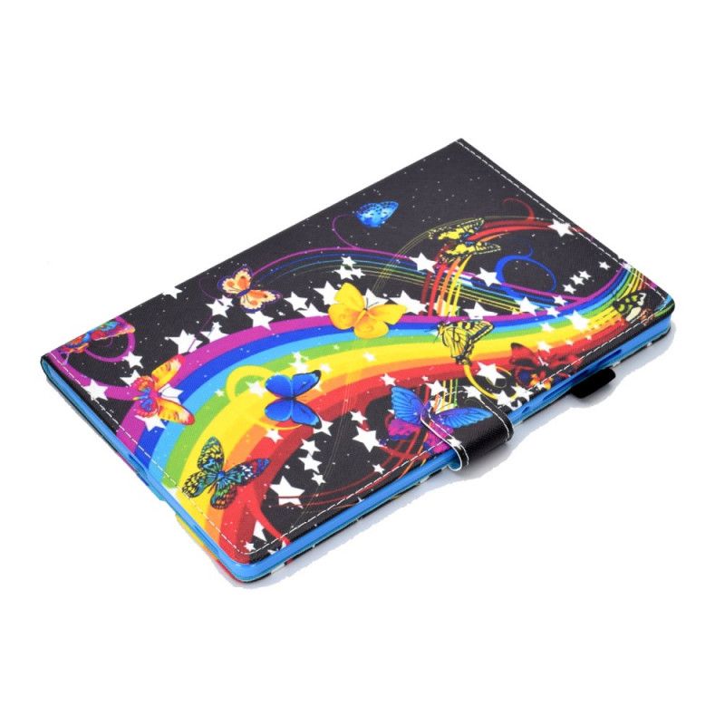 Cover Folio-hoesje Samsung Galaxy Tab S7 Magenta Zwart Telefoonhoesje Vlinders Vlinder