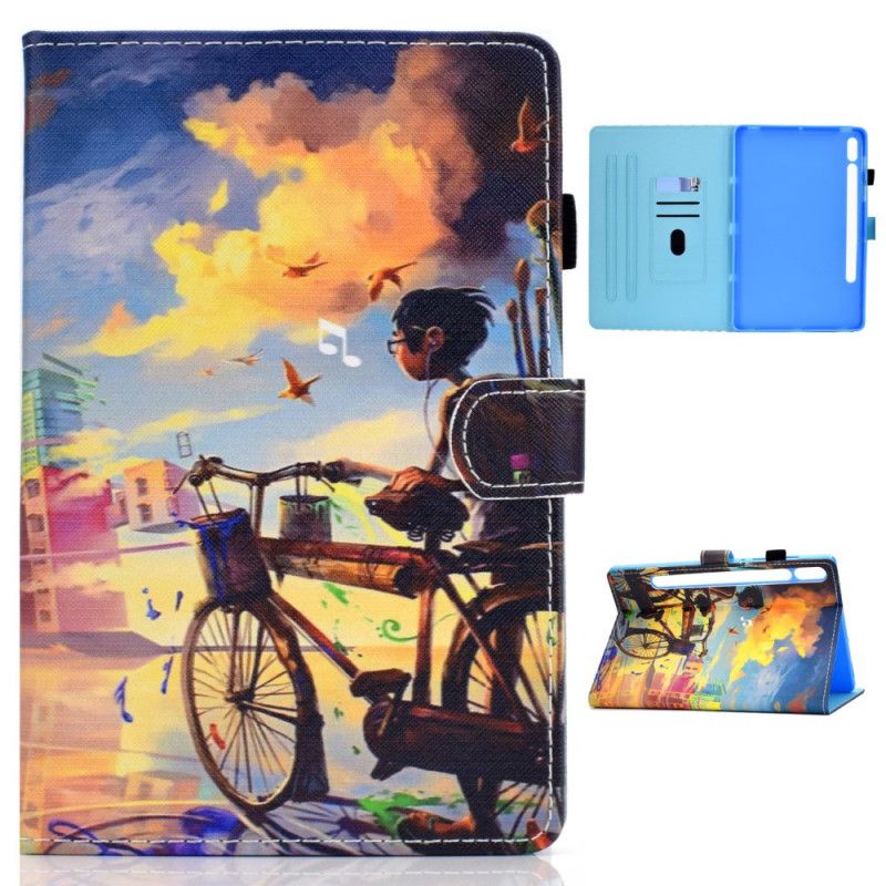 Cover Folio-hoesje Samsung Galaxy Tab S7 Telefoonhoesje Fiets Art