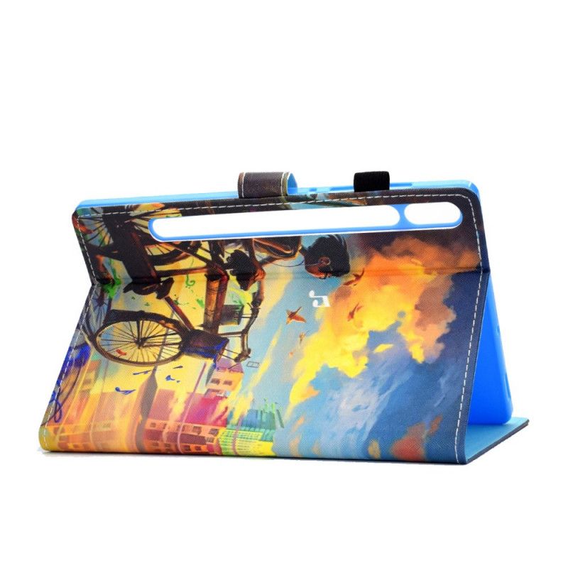 Cover Folio-hoesje Samsung Galaxy Tab S7 Telefoonhoesje Fiets Art