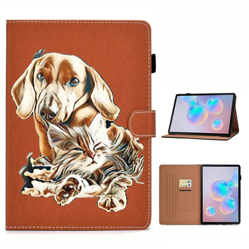 Cover Folio-hoesje Samsung Galaxy Tab S7 Telefoonhoesje Hond En Kat