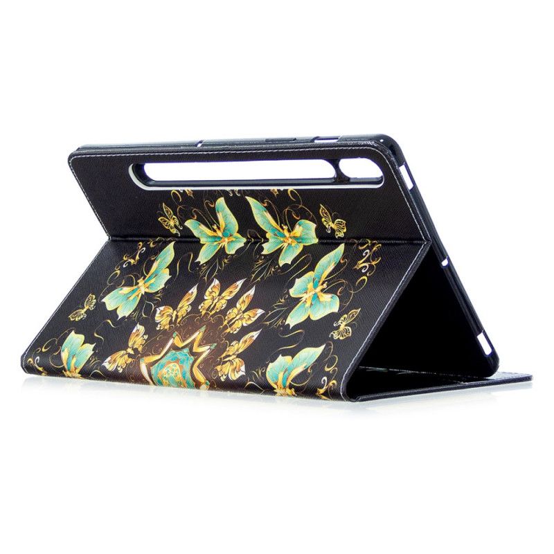 Cover Samsung Galaxy Tab S7 Donkerblauw Zwart Kunstvlinders