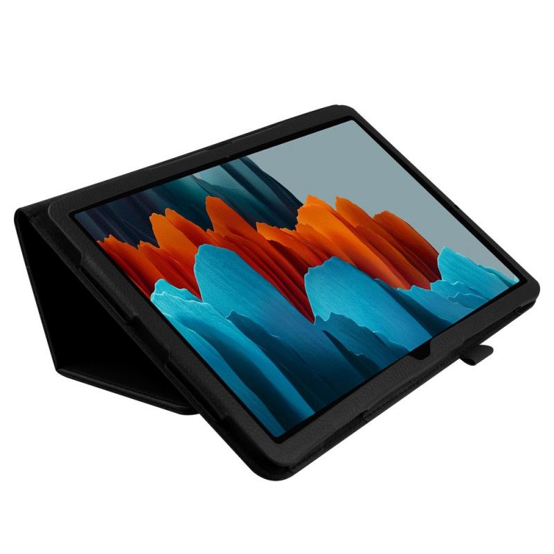 Cover Samsung Galaxy Tab S7 Wit Zwart Kunstleer