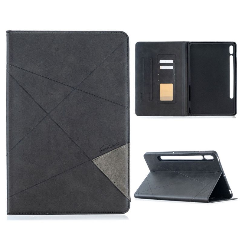 Cover voor Samsung Galaxy Tab S7 Grijs Zwart Geometrie