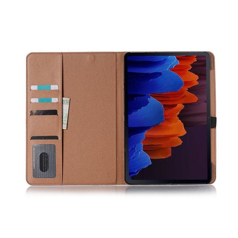 Cover voor Samsung Galaxy Tab S7 Grijs Zwart Vintage Kunstleer Klinknagels