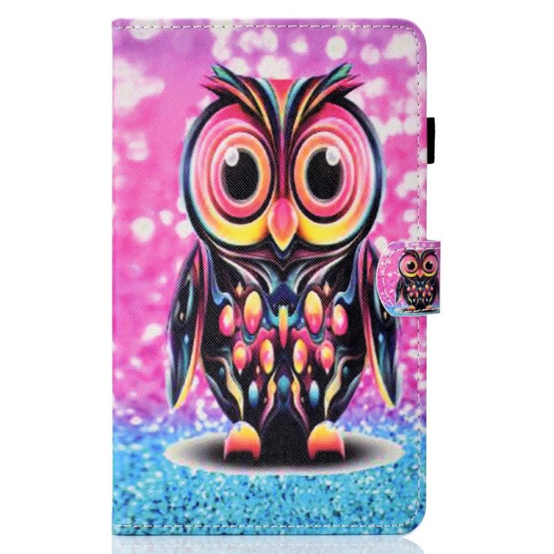 Flip Case Leren Samsung Galaxy Tab S7 Geel Magenta Kapotte Uil