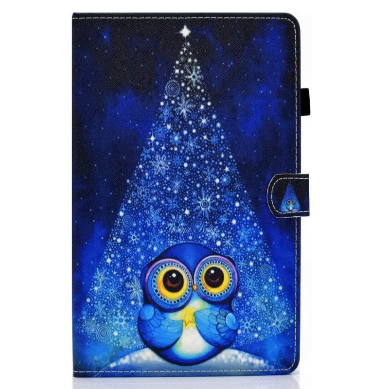 Flip Case Leren Samsung Galaxy Tab S7 Lichtblauw Donkerblauw Uil