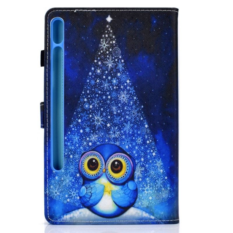 Flip Case Leren Samsung Galaxy Tab S7 Lichtblauw Donkerblauw Uil