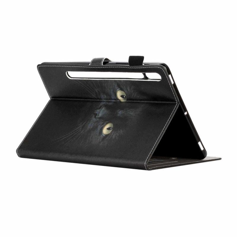 Flip Case Leren Samsung Galaxy Tab S7 Zwarte Kat