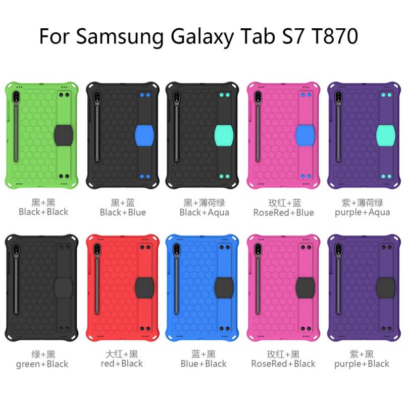 Hoesje voor Samsung Galaxy Tab S7 Rood Zwart Eva Met Draagriem En Schouderriem