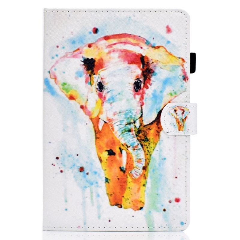 Leren Hoesje Samsung Galaxy Tab S7 Aquarel Olifant