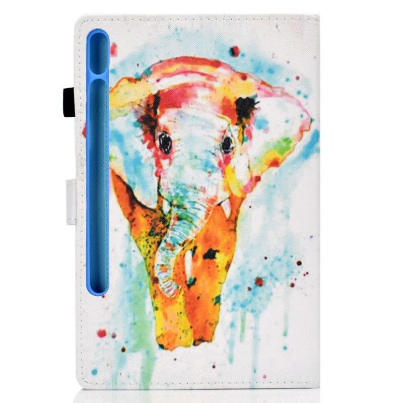 Leren Hoesje Samsung Galaxy Tab S7 Aquarel Olifant