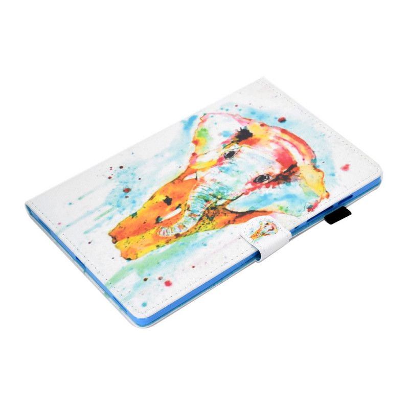 Leren Hoesje Samsung Galaxy Tab S7 Aquarel Olifant