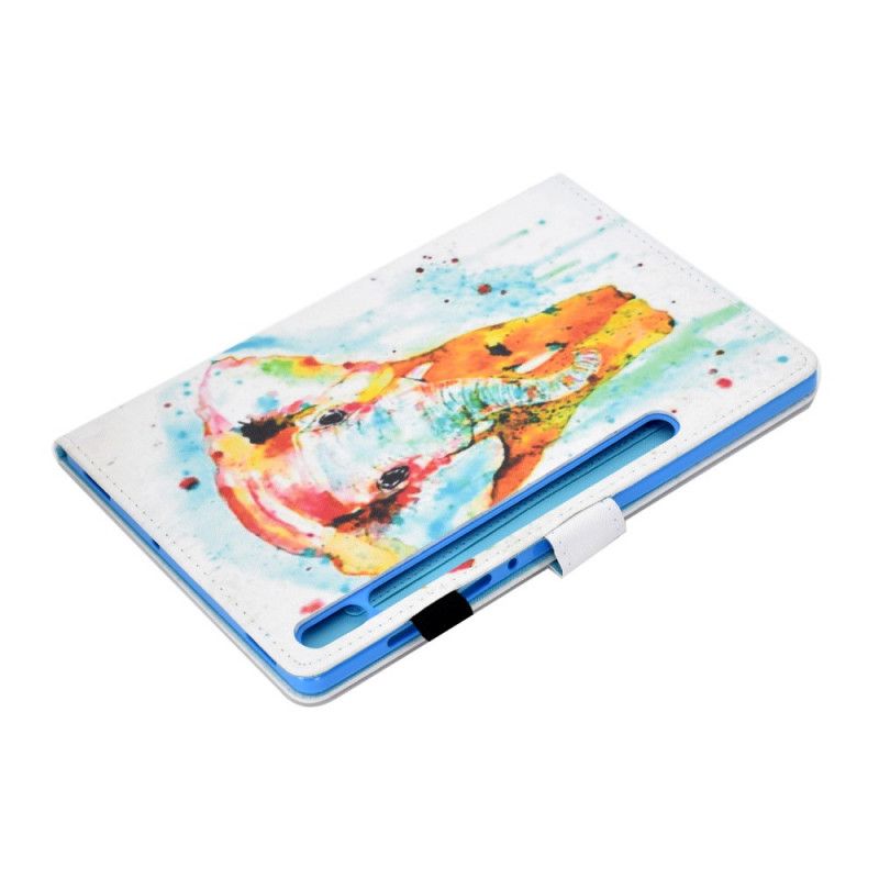 Leren Hoesje Samsung Galaxy Tab S7 Aquarel Olifant