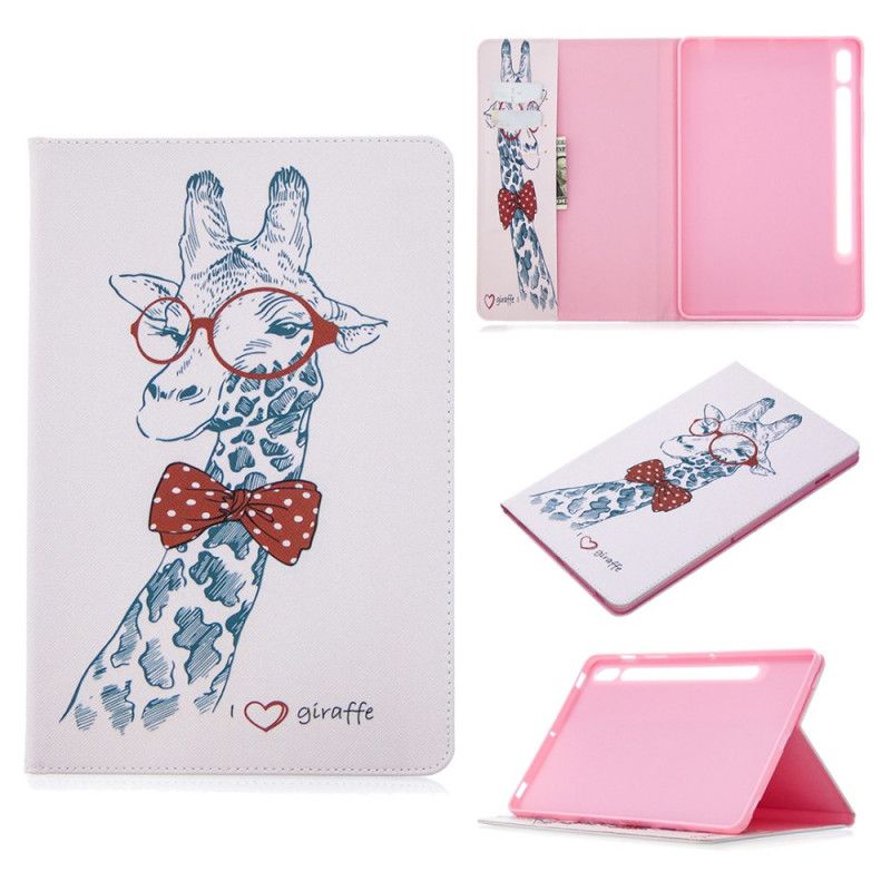 Leren Hoesje Samsung Galaxy Tab S7 Patroon Giraffenprint