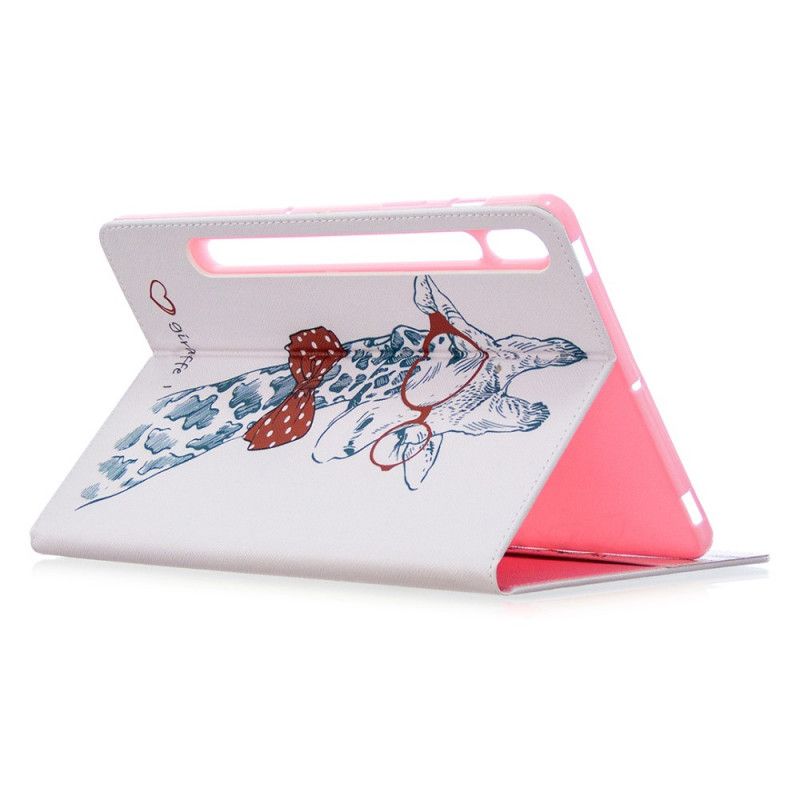 Leren Hoesje Samsung Galaxy Tab S7 Patroon Giraffenprint