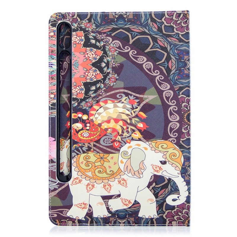 Leren Hoesje Samsung Galaxy Tab S7 Patroon Met Olifantenprint