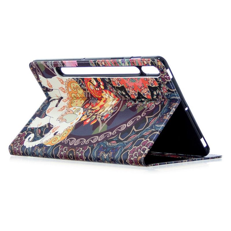 Leren Hoesje Samsung Galaxy Tab S7 Patroon Met Olifantenprint