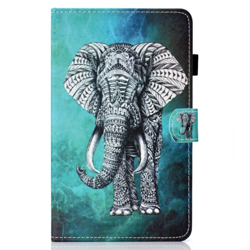 Leren Hoesje Samsung Galaxy Tab S7 Tribale Olifant