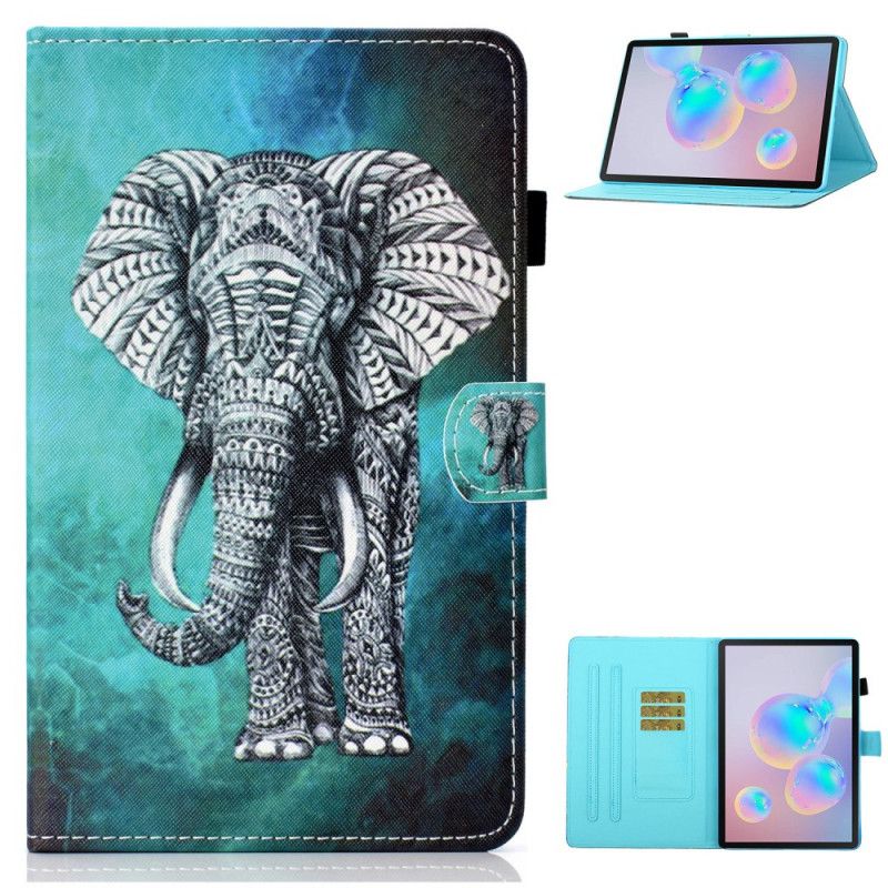 Leren Hoesje Samsung Galaxy Tab S7 Tribale Olifant