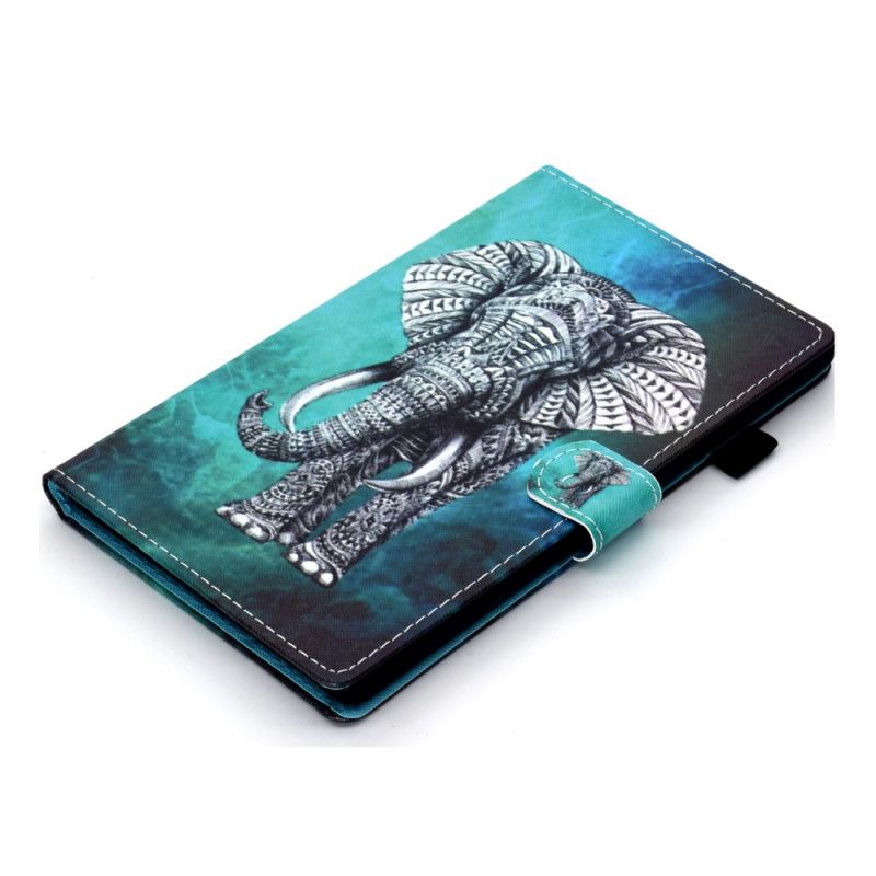 Leren Hoesje Samsung Galaxy Tab S7 Tribale Olifant