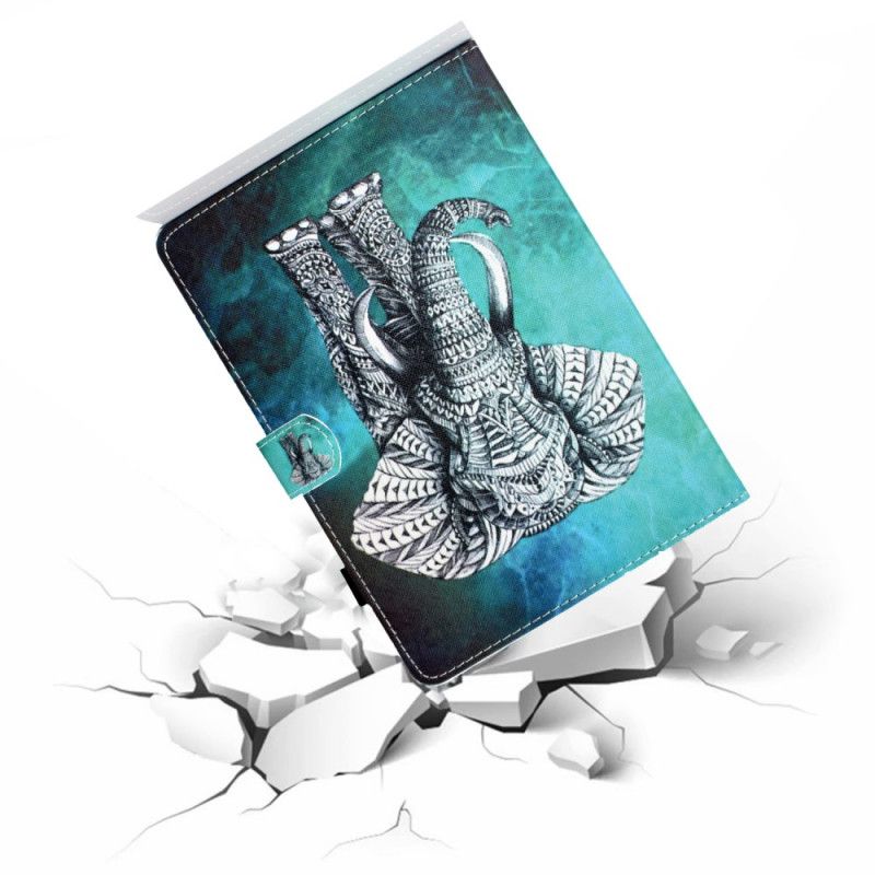 Leren Hoesje Samsung Galaxy Tab S7 Tribale Olifant