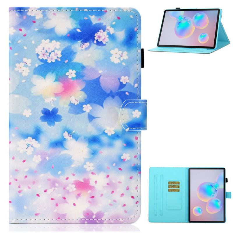 Leren Hoesje voor Samsung Galaxy Tab S7 Aquarel Bloemen