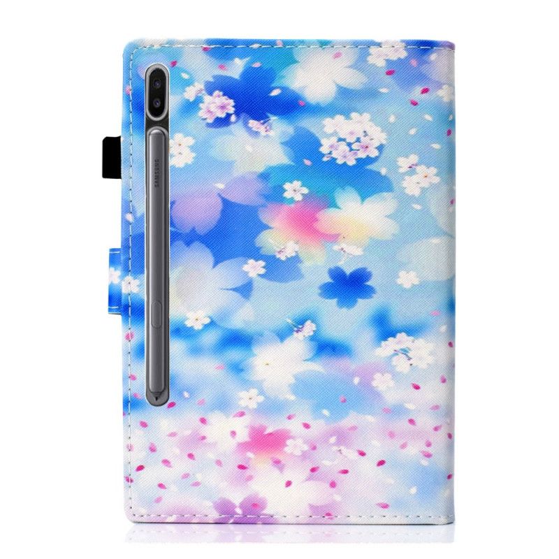 Leren Hoesje voor Samsung Galaxy Tab S7 Aquarel Bloemen