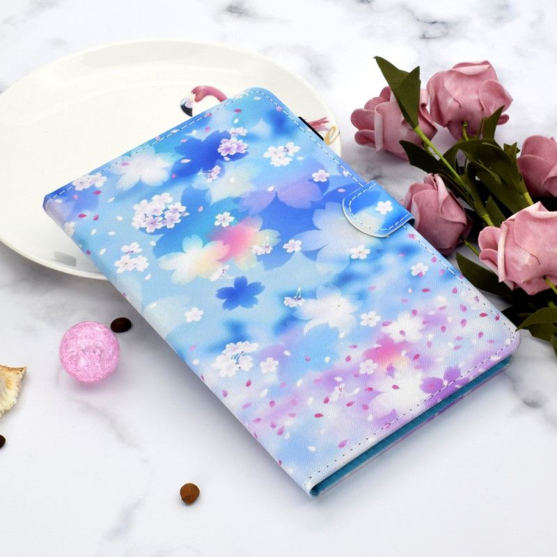 Leren Hoesje voor Samsung Galaxy Tab S7 Aquarel Bloemen