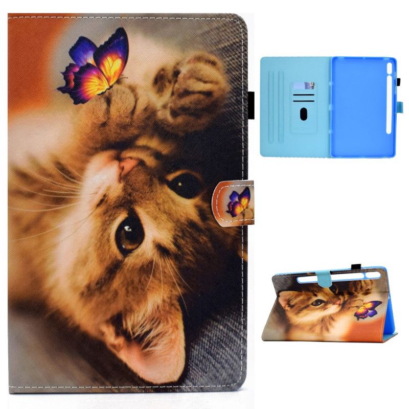 Leren Hoesje voor Samsung Galaxy Tab S7 Mijn Kitten En Vlinder