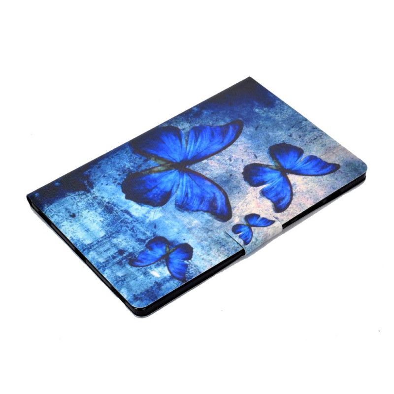 Leren Hoesje voor Samsung Galaxy Tab S7 Paars Donkerblauw Vlinders