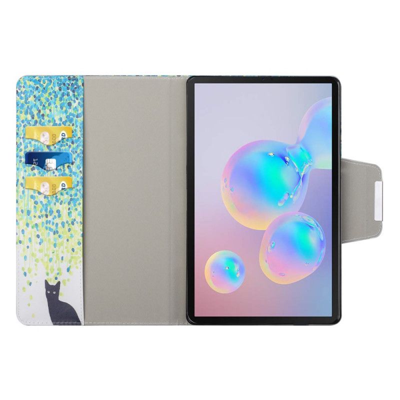 Leren Hoesje voor Samsung Galaxy Tab S7 Zwarte Kat