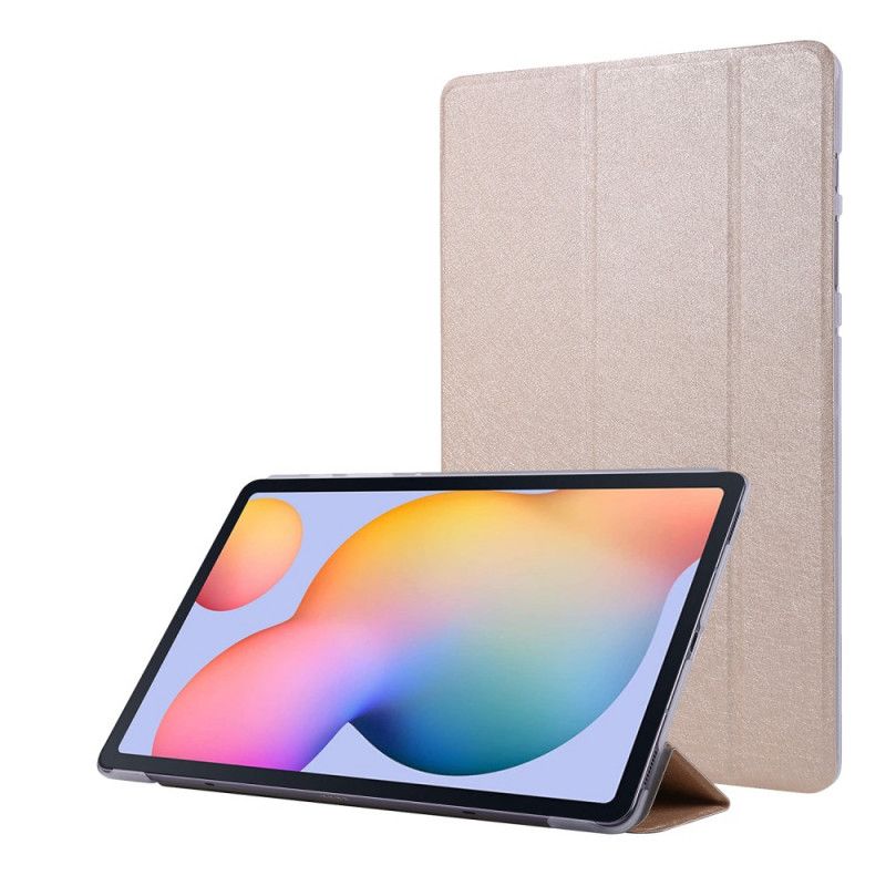 Smart Case Samsung Galaxy Tab S7 Wit Zwart Kunstleer Zijdetextuur