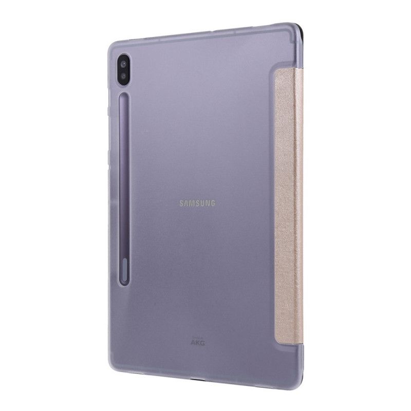 Smart Case Samsung Galaxy Tab S7 Wit Zwart Kunstleer Zijdetextuur