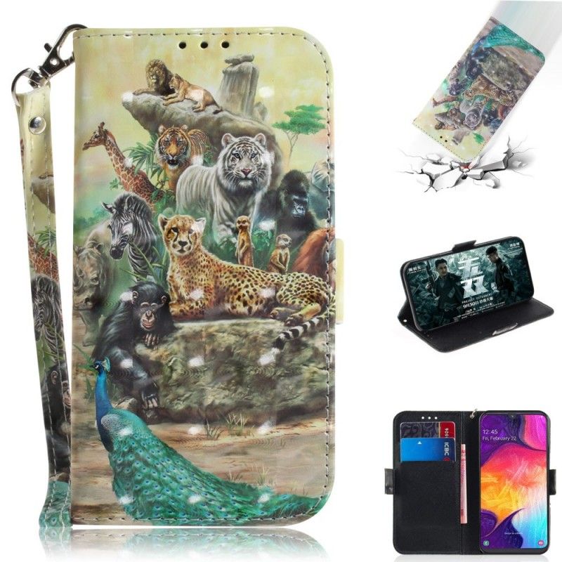 Bescherming Hoesje Samsung Galaxy A50 Telefoonhoesje String Safari Dieren