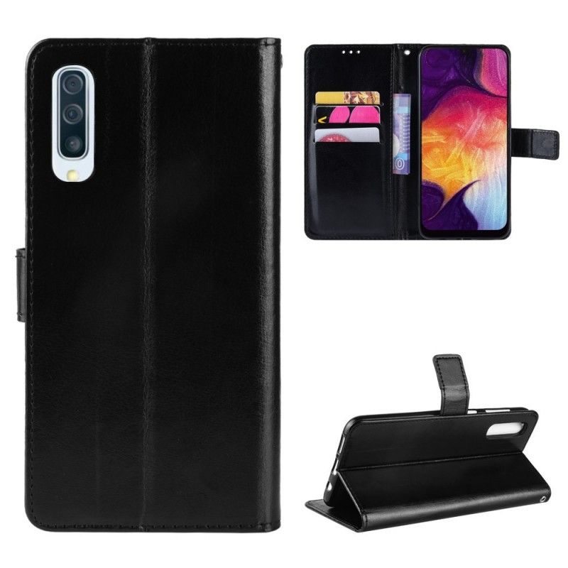 Cover Folio-hoesje Samsung Galaxy A50 Rood Zwart Telefoonhoesje Vierkant Kunstleer