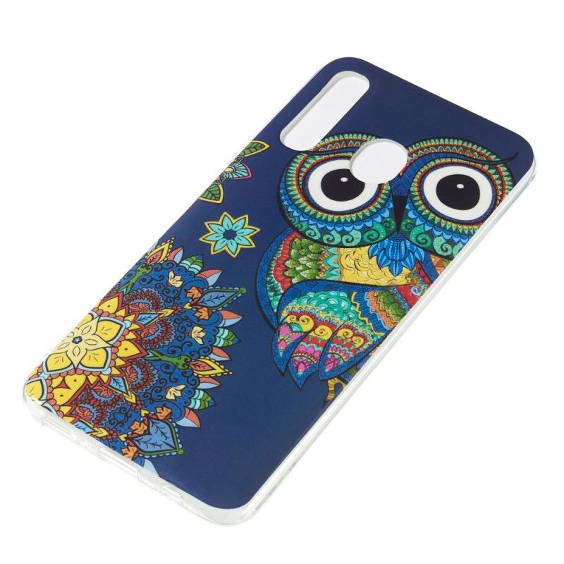 Cover Hoesje Samsung Galaxy A50 Telefoonhoesje Fluorescerende Mandala-Uil