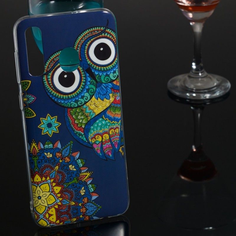 Cover Hoesje Samsung Galaxy A50 Telefoonhoesje Fluorescerende Mandala-Uil