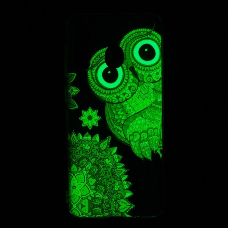 Cover Hoesje Samsung Galaxy A50 Telefoonhoesje Fluorescerende Mandala-Uil