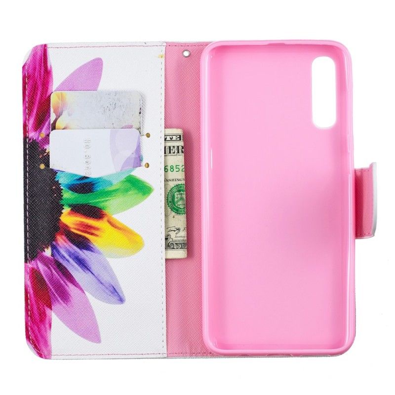 Flip Case Leren Samsung Galaxy A50 Aquarelbloem