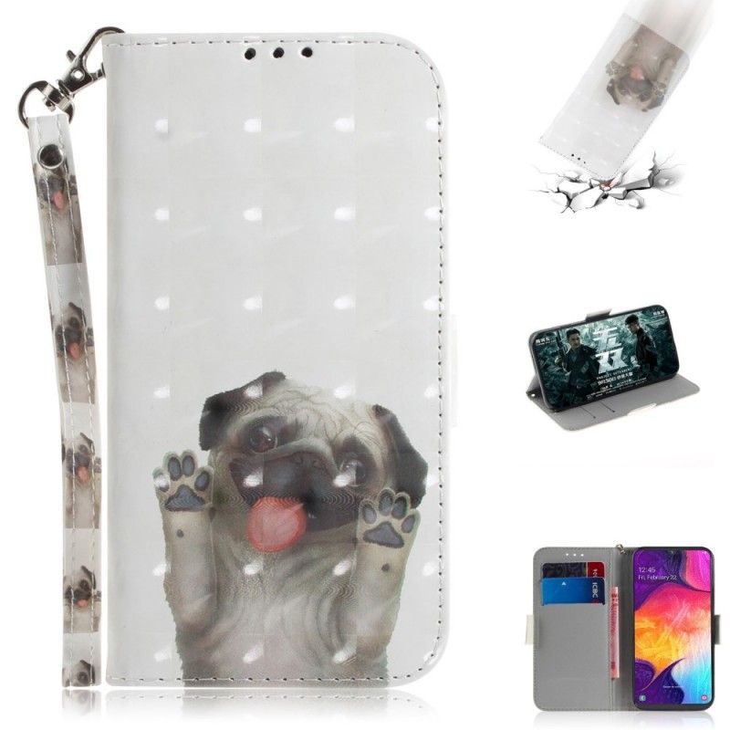 Flip Case Leren Samsung Galaxy A50 Hou Van Mijn Hond Met String