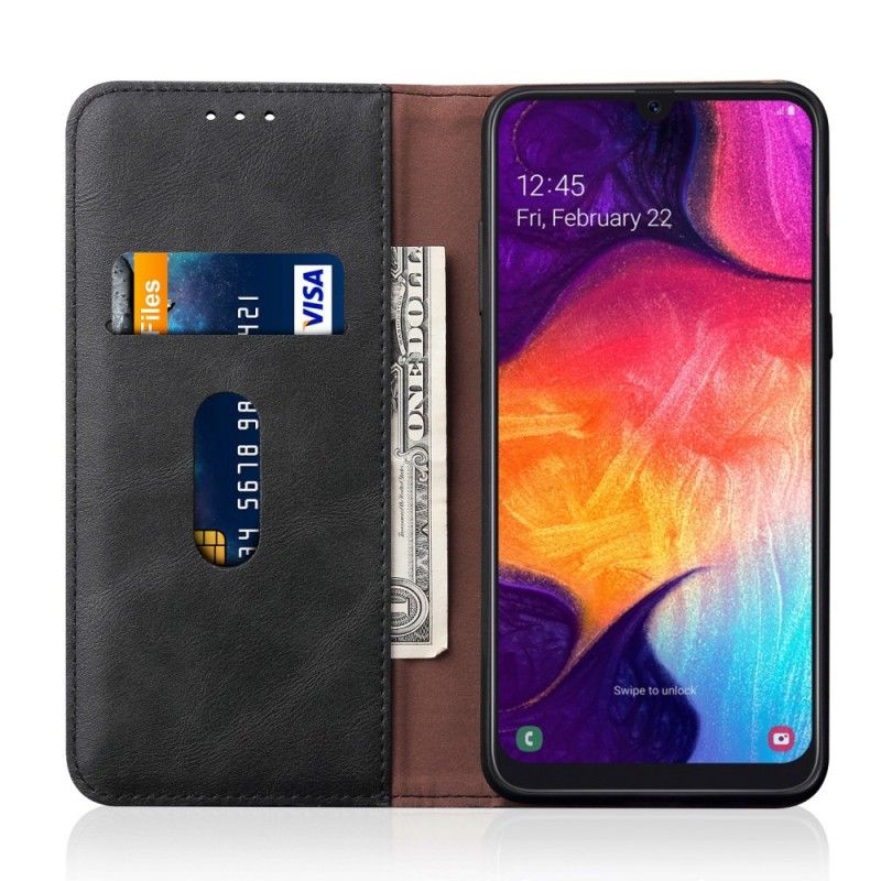 Folio-hoesje Samsung Galaxy A50 Rood Zwart Gestikt Leereffect