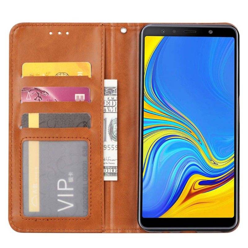 Folio-hoesje voor Samsung Galaxy A50 Bruin Zwart Kaarthouder Van Imitatieleer