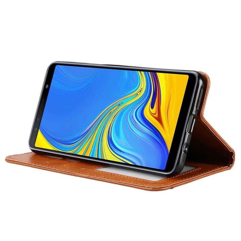 Folio-hoesje voor Samsung Galaxy A50 Bruin Zwart Kaarthouder Van Imitatieleer