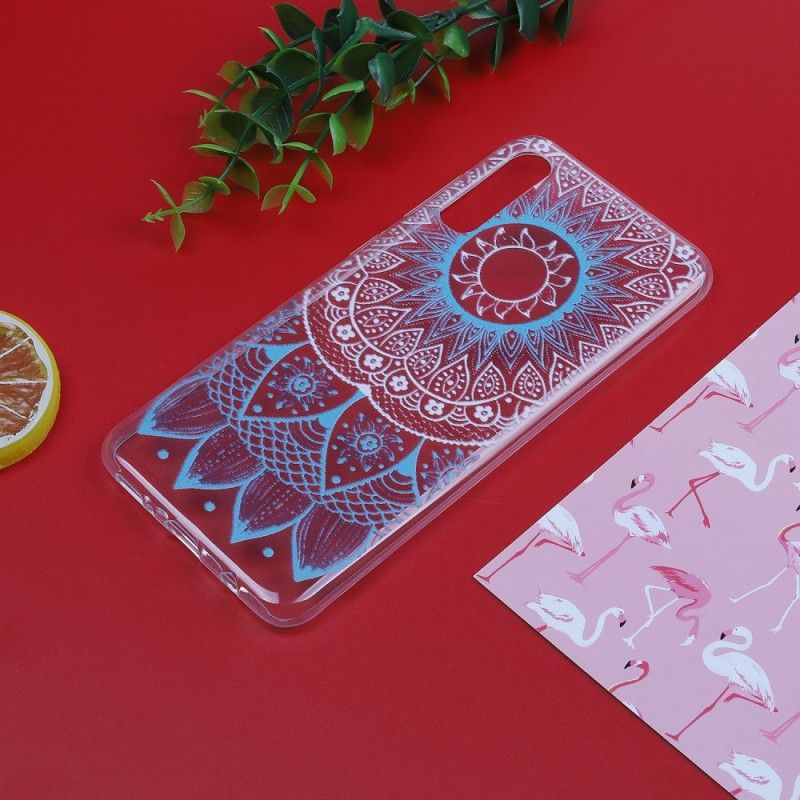 Hoesje Samsung Galaxy A50 Lichtblauw Roze Transparante Kleurrijke Mandala